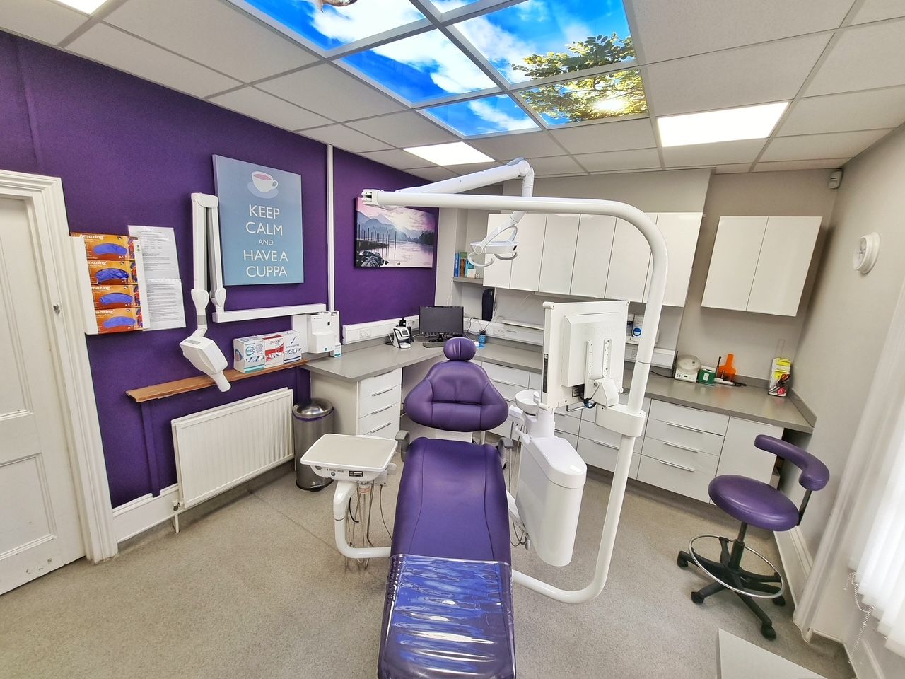 One of the practice's four surgeries, with a skylight ceiling panel